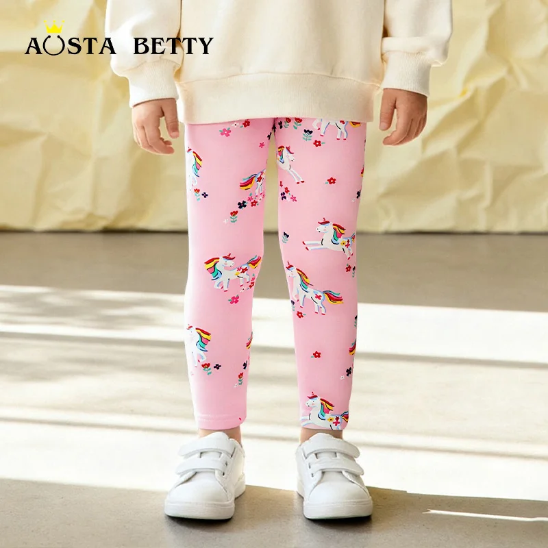 Cute Unicorn Print Girls Leggings Soft Cotton Comfortable Elastic Pants Fashion European American Style Autumn 2025 New