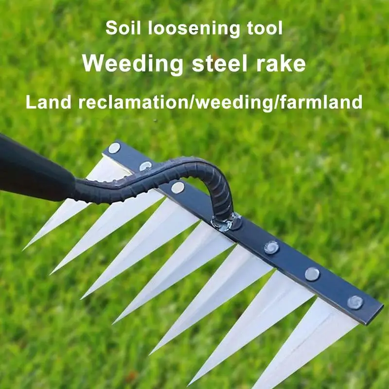 Imagem -02 - Multifuncional Metal Rake Harrow Weeding Hoe Farm Tool Artefato Scarifier Ferramentas Agrícolas Jardinagem Gramado