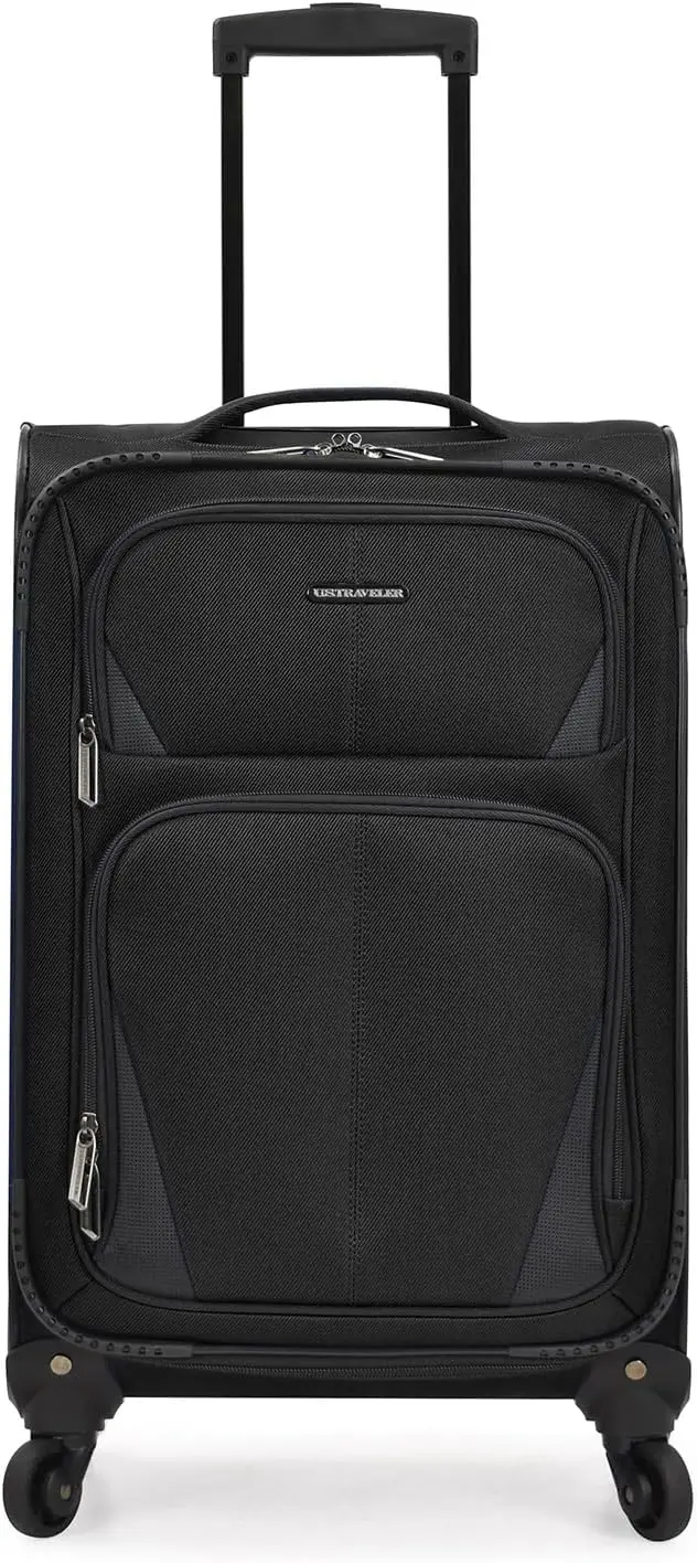 Aviron Bay Expandable Softside Spinner Wheels, Black, 2 Piece Luggage