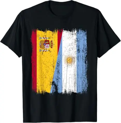 Spanien Argentinien Halbflaggen-T-Shirt: Spanisch-Argentinische Wurzeln – Fußballspiel 2026 Spieltag für Champion Grafik-Bekleidung Fußball-T-Shirt – Detail 7