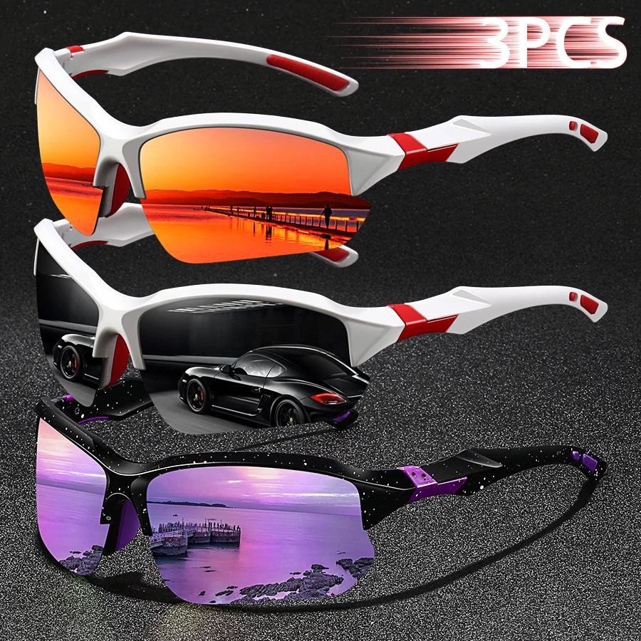 3PCS Vintage Classic Colorful Half Frame Eyewear Men Women Driving Fishing Fashion Sports Running Mountaineering Sun Glasses