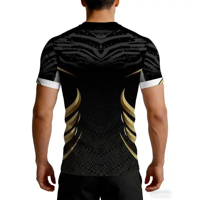 Men's Tech Line Sports Short Sleeve Tight Fit Slim Show Muscle Quick Drying Moisture Wicking Breathable High Elastic Fitness Sui