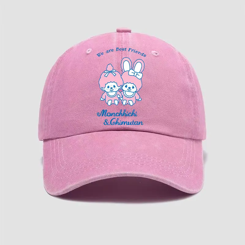 Monchhichi Baseball Cap for Men Women Fashion Adjustable Washed Baseball Hat Personality Hip-hop Hat Adult Children Sun Cap Gift view 3