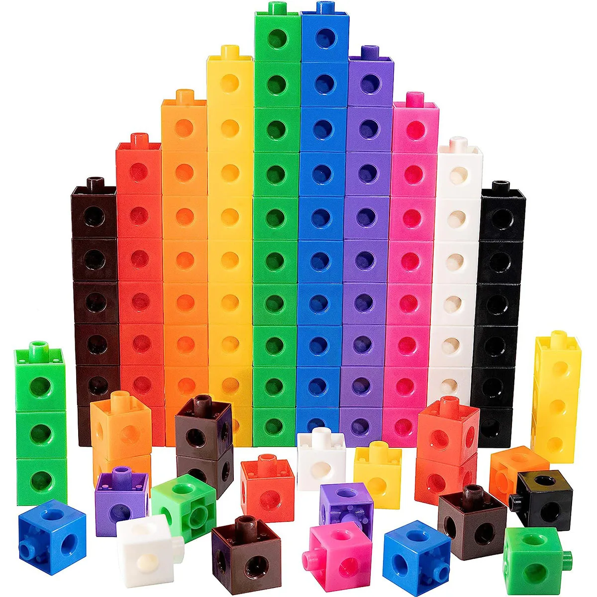 100/200Pcs 10 Colors Connected Cube Toys For Mathematical Counting Plastic Blocks Colored Mathematical Cube School Preschool