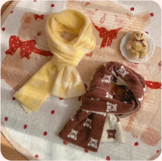 

Плюшевый шарф с мультяшным принтом в японском стиле, теплый милый шарф для девочек, универсальные осенне-зимние универсальные шарфы в стиле Лолиты, оригинальный дизайн