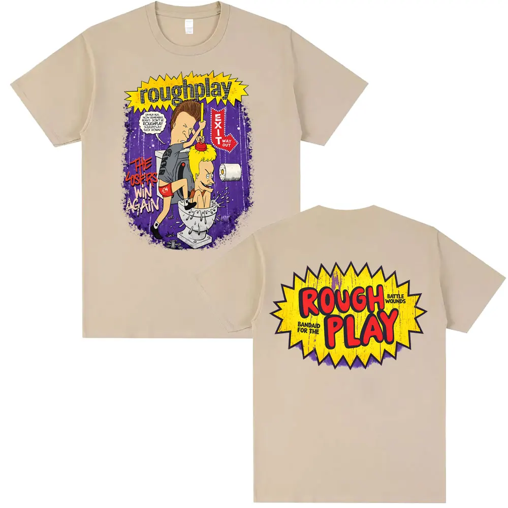 Funny Beavis and Butt Head Rough Play T-shirt Men Women Casual Cartoon T Shirt Male Casual Retro Oversized Short Sleeve T-shirts