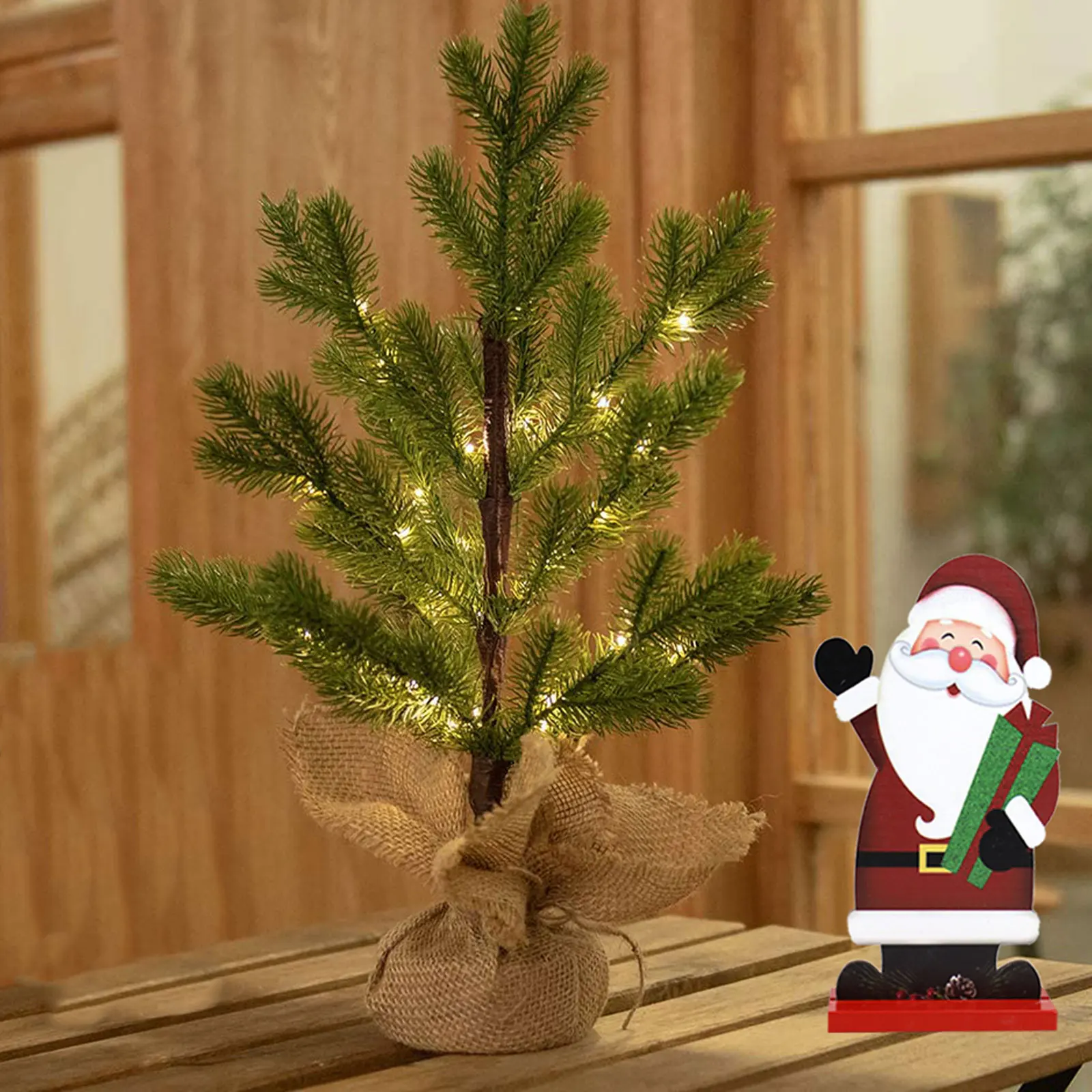 

Santa Claus Ornament Christmas Centerpiece Desk Ornaments Decorate Table Wooden Home Elder for