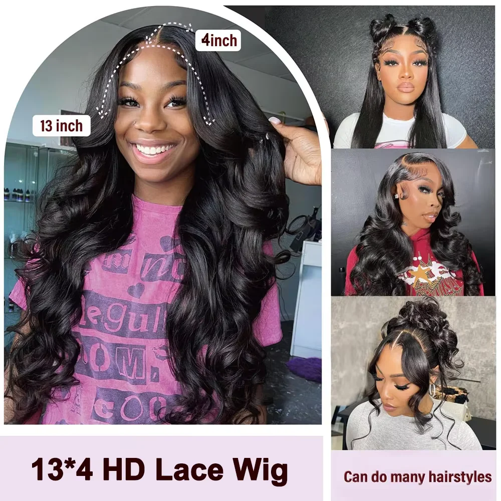42 Inch Body Wave Human Hair Lace Wig, HD Transparent Lace, 200% Density, Pre-Plucked Baby Hair