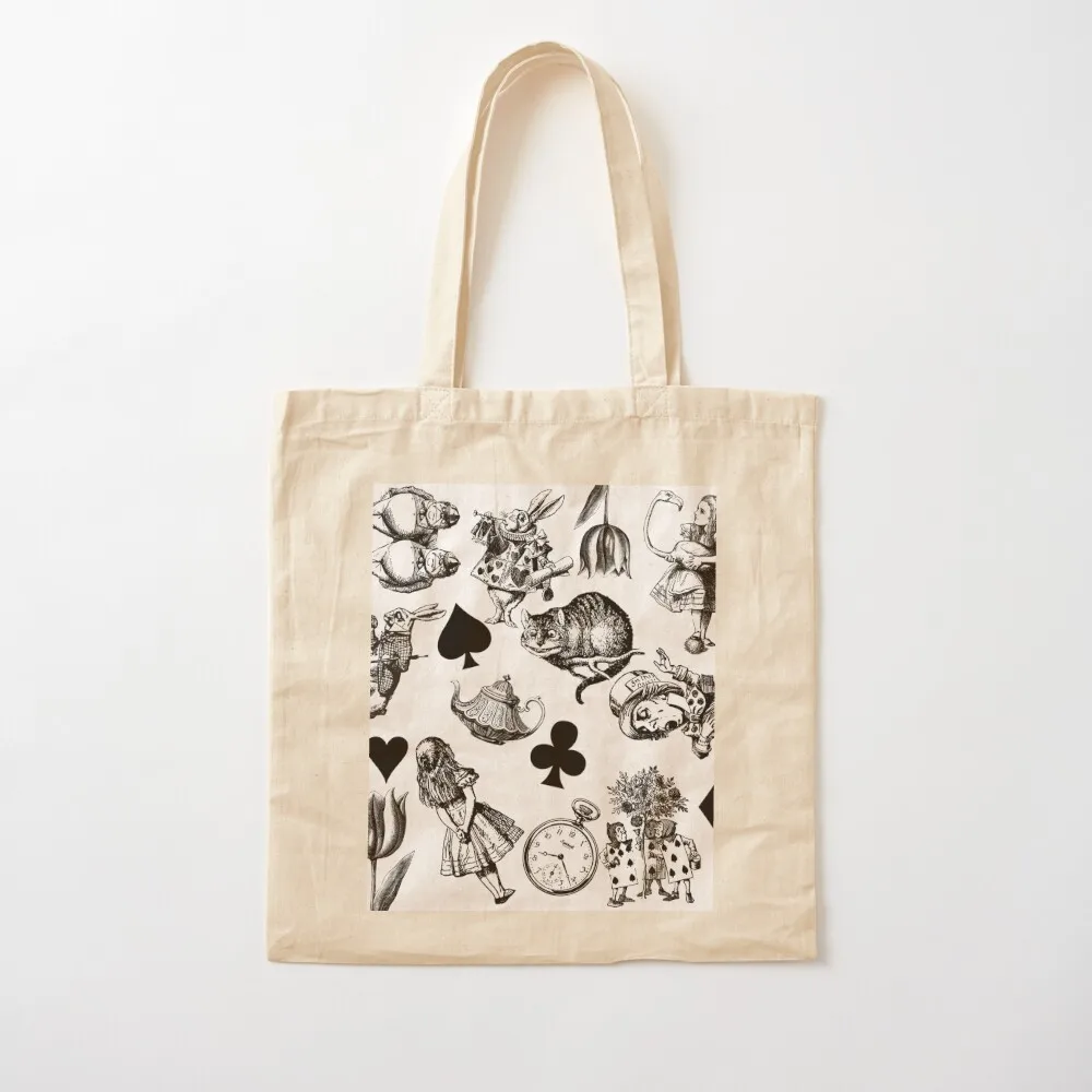 Alice's Adventures in Wonderland White Rabbit Mad Hatter Tote Bag