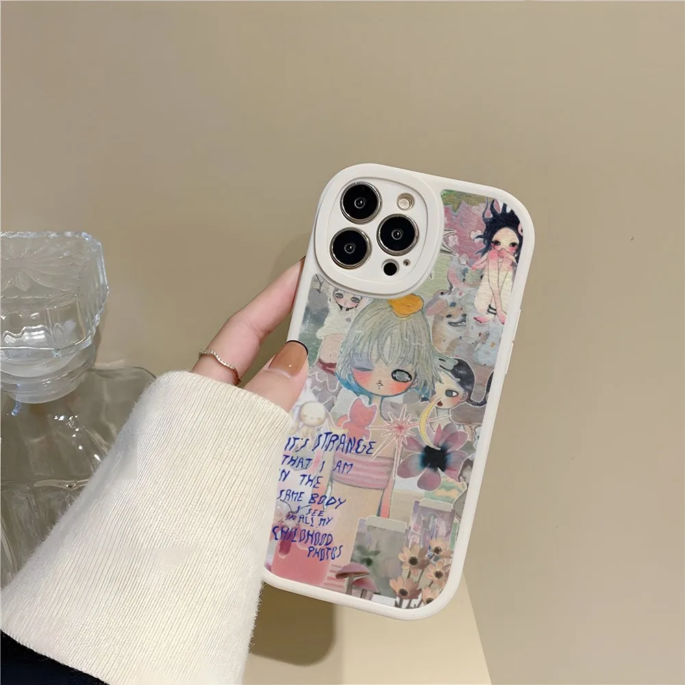 Aya takano telefon hülle lammfell für iphone 15 pro 14 11 13 12 mini x xr xs max 7 8 puls se silikon abdeckung