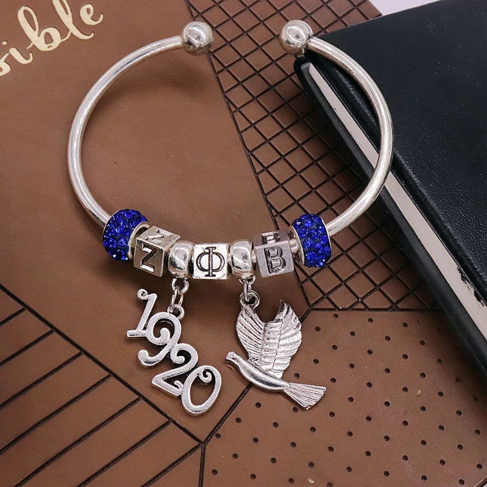 College White Blue Women Sorority Finer 1920 Dove Zeta Phi Beta Bangles Jewelry