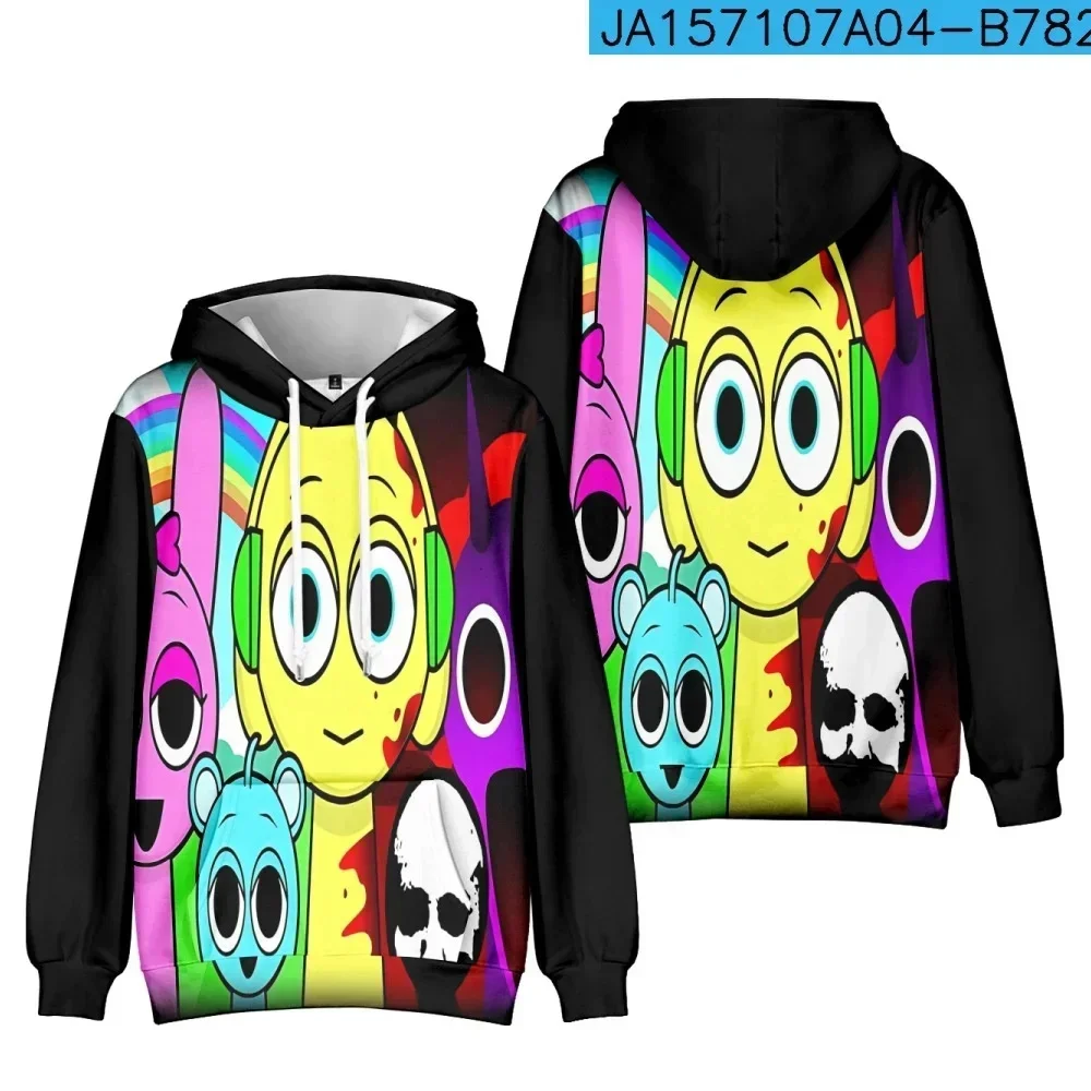 3D Sprunki Hoodie incredibox Wenda Pinki Sweatshirt Funny Cartoon Game Figure Graphic Raddy plush Clothes Costume For Kids