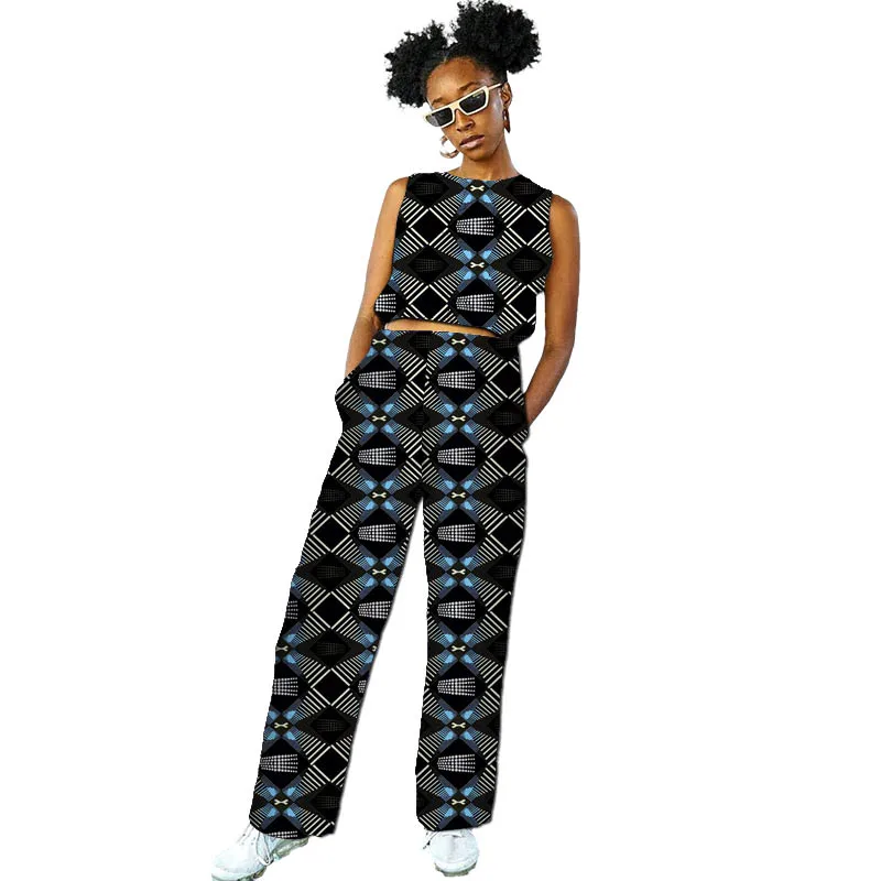 African Couture Original Design Women Tank Top Paired With Straight Pants Nigerian Fashion Female Ankara Outfits