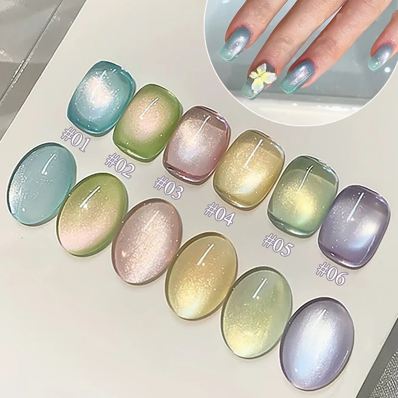 1pcs SHAKA Summer Ice Glass Beads Whisper Cat's Eye Gel Nail Polish Bare Powder Whitening Versatile Nail Enhancement Supplies