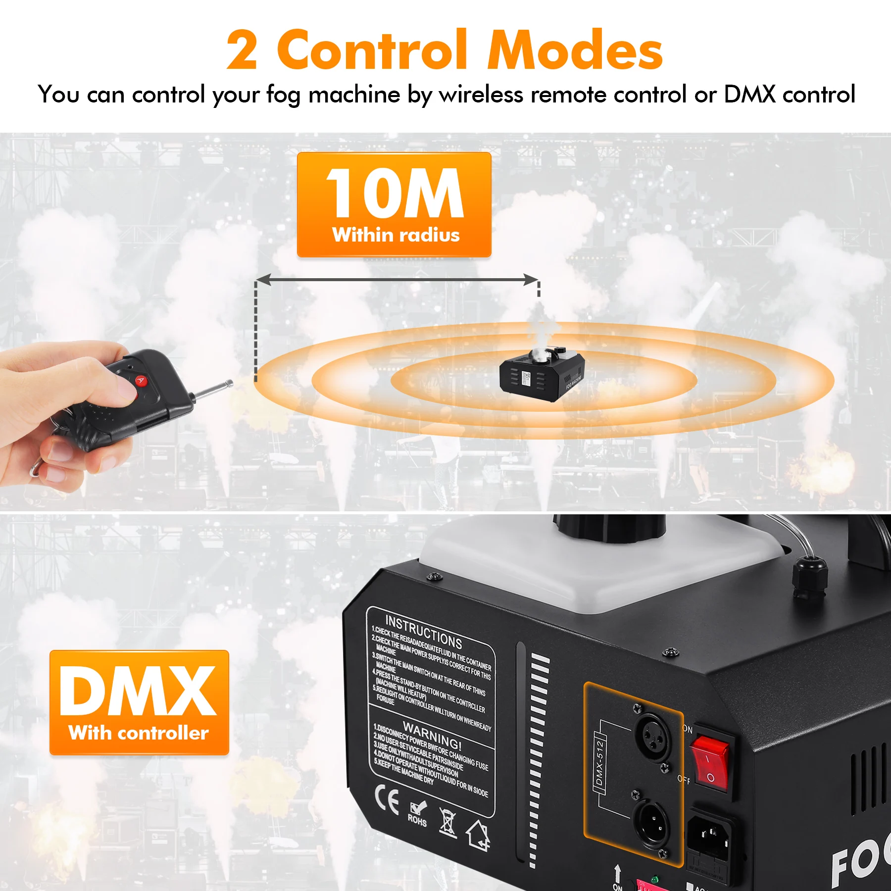 Imagem -04 - Amonstar-low Fog Fogger up Machine dj Party Controle Remoto Controlador Dmx Iluminação de Palco 1500w 220v pc Pcs