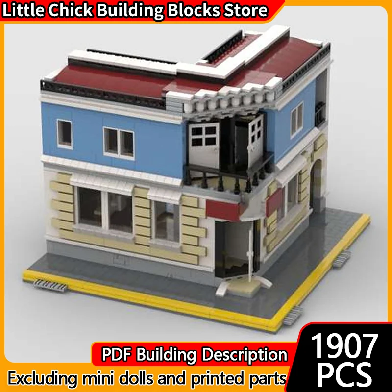 Model ulicy miasta MOC Klocki Konstrukcyjne Pub Narożny Architektura Modularna Technologia Prezenty Świąteczne dla Dzieci Zabawki do Składania Zestaw