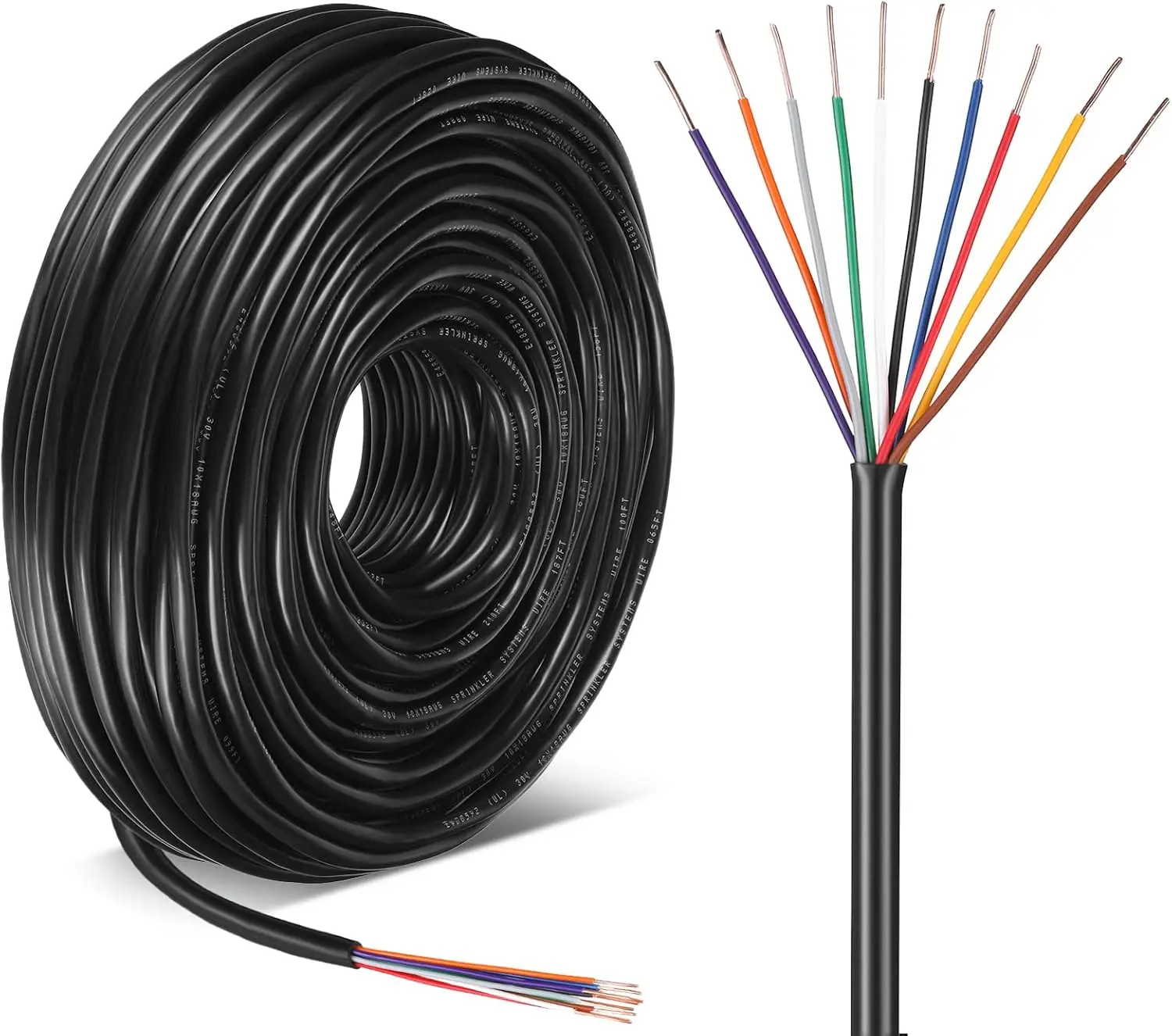 Solid Sprinkler System Wire, 18 Gauge Irrigation Wire with UV Resistant PVC Jacket Sprinkler Cable for Underground Irrigation