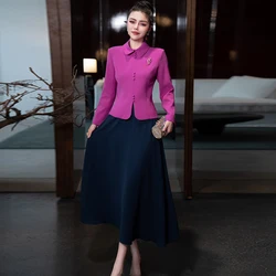 ZJYT Designer Elegant Party Dress Sets 2 Pieces Womens Outfit 2025 Fashion Spring Long Sleeve Top and Midi Skirt Suit Office New