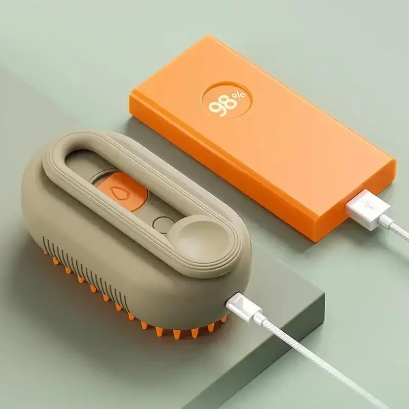 Eco-Friendly Rechargeable Pet Grooming Spray Brush Soft Bristles Anti Flying Hair Gift for Dog Cat Pet Owners