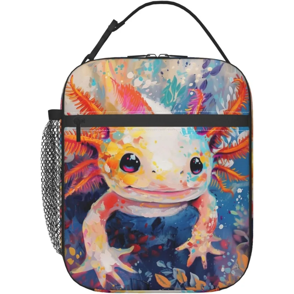 

Изолированный ланч-бокс Axolotl для женщин и мужчин, сумка для обеда Axolotl для работы, пикника, путешествий, пеших прогулок, пляжа или рыбалки, полиэстер