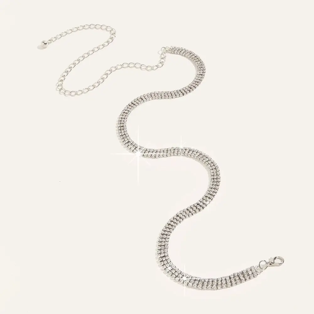 الحلو بلينغ الزركون مطعمة حزام الخصر 3 صفوف قابل للتعديل حجر الراين حزام سلسلة طويلة فاخرة كريستال الخصر سلسلة الزفاف #3