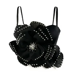 Chic Tiered Floral Beading Basics Camis Slim Vintage Straps Tube Top Sexy Ins Corset Bustier Summer Hotsweet Party Women Y2k Top