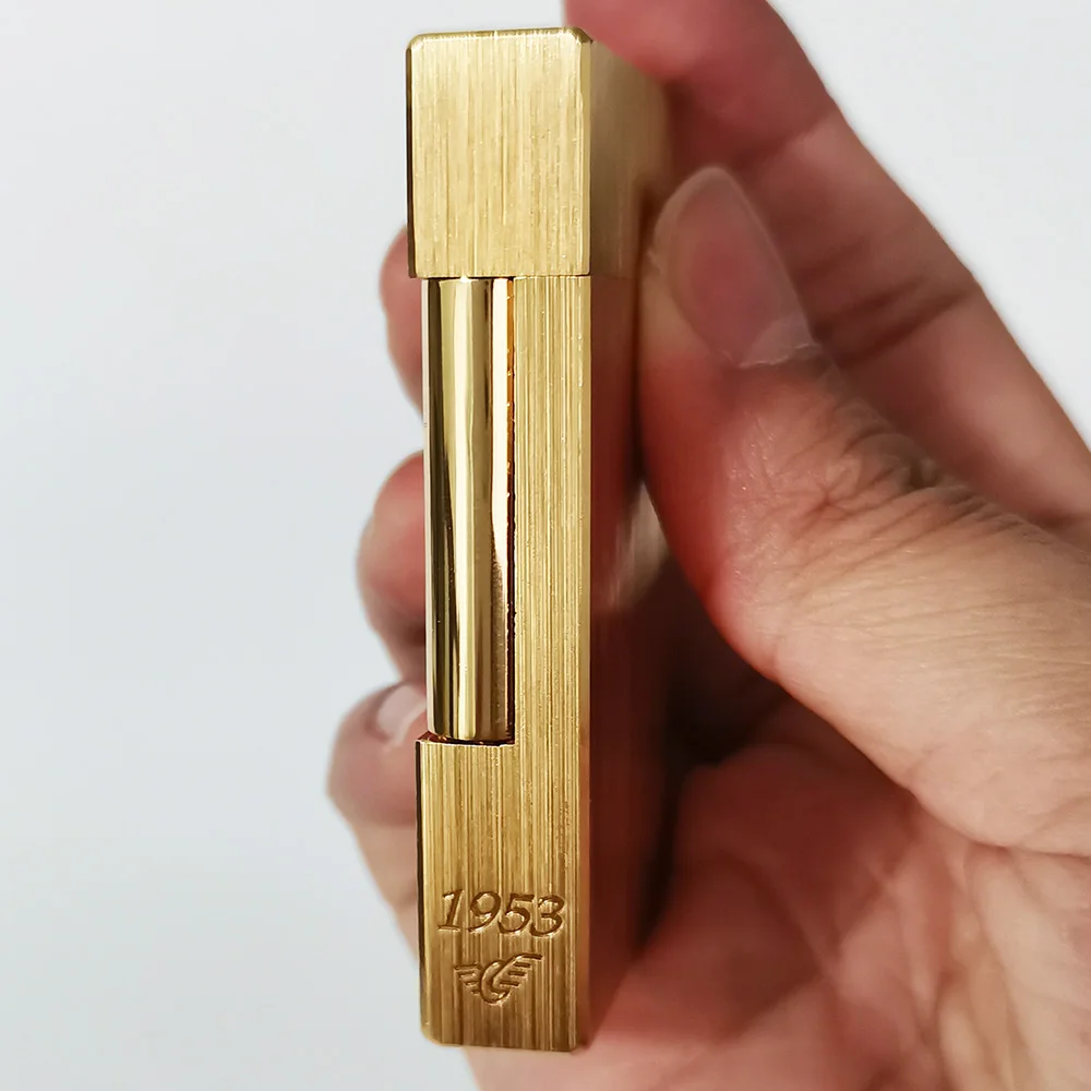 Dupont Lighters Wiredrawing Design Ping Sound Opened Brass Cigar Accessory Rechargeable Gas Lighters 2025Excellent Gift