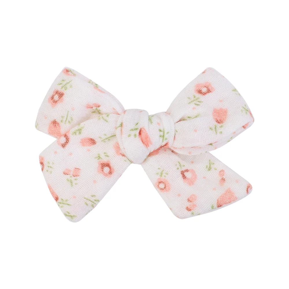 2Pcs/Set New Wrapped Bow Kids Hairpin Soft Cotton Hair Clips Baby Toddler Cute Printed Bowknot Handmade Hair Accessories