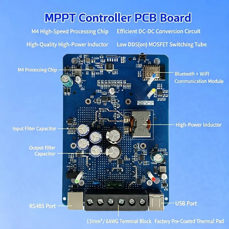 Smart MPPT Solar Charge Controller with Built-in Wi-Fi & Bluetooth 30A/40A 12V 24V 36V 48V Adaptive All Battery Compatible