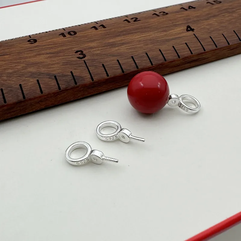 1 Piece S925 Sterling Silver Pearl Hanging Plate Needle Round Beads Pendant Buckle Jewelry Accessories Making