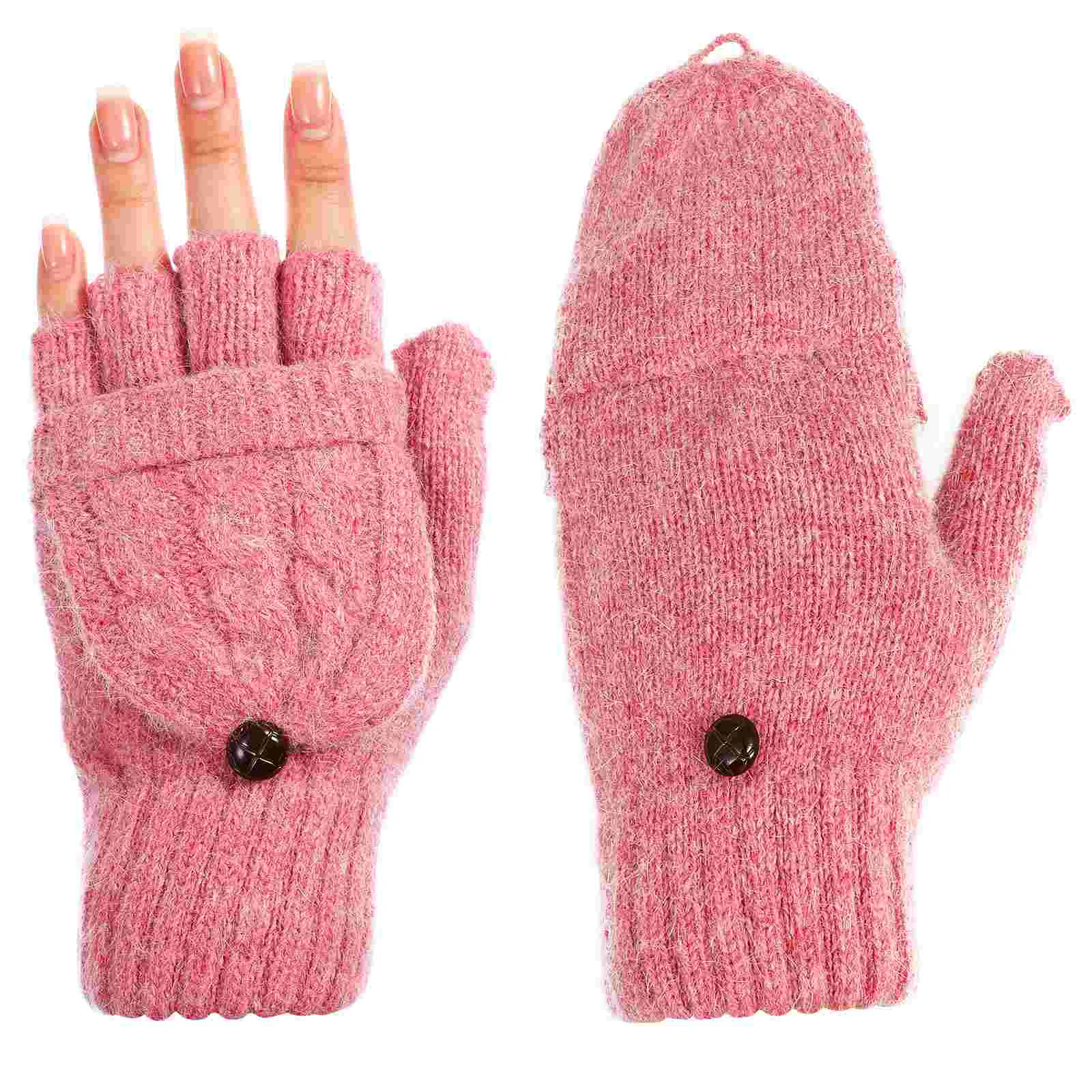 

Warm Gloves Mittens for Women Hand Warmer Twist Winter Convertible Finger Pink Miss