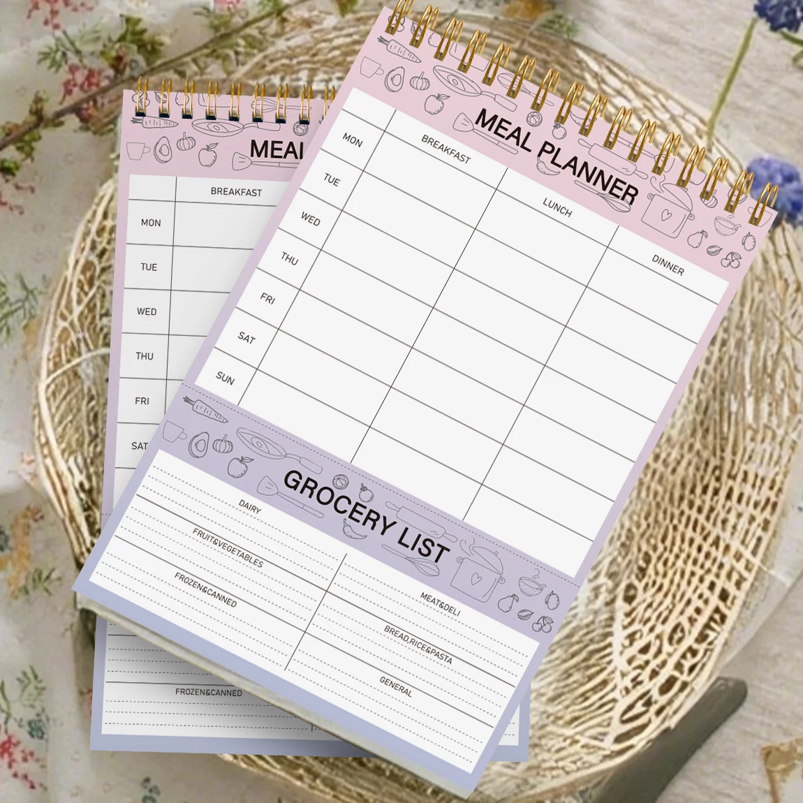 A5 Magnetic Weekly Meal Planner Pad for Fridge with Tear-Off Grocery List – Food Menu Organizer Notepad for Home & Kitchen