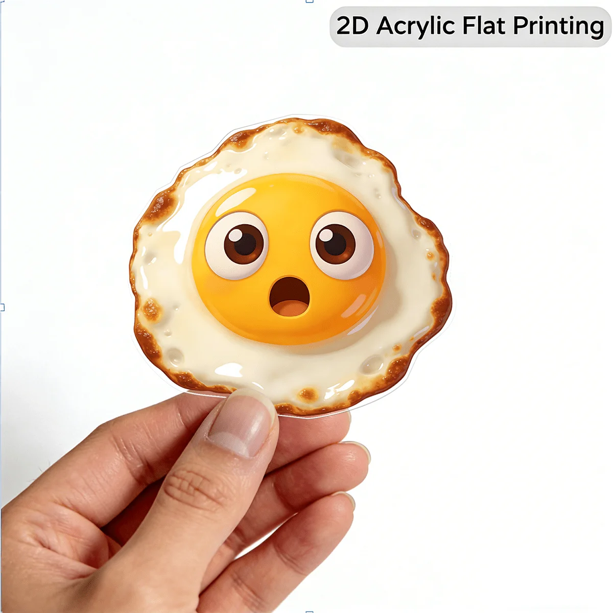 2D Acrylic Fried Egg Magnet, Cute Fridge & Furniture Decor, Fun Cartoon Ornament & Gift for Food Enthusiasts