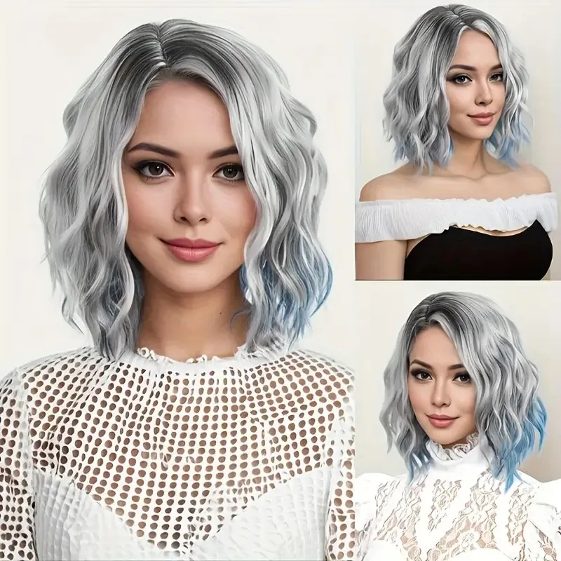 

European and American wig, short curly hair, women's wool roll, dyed whole top, full head cover, synthetic fiber wig