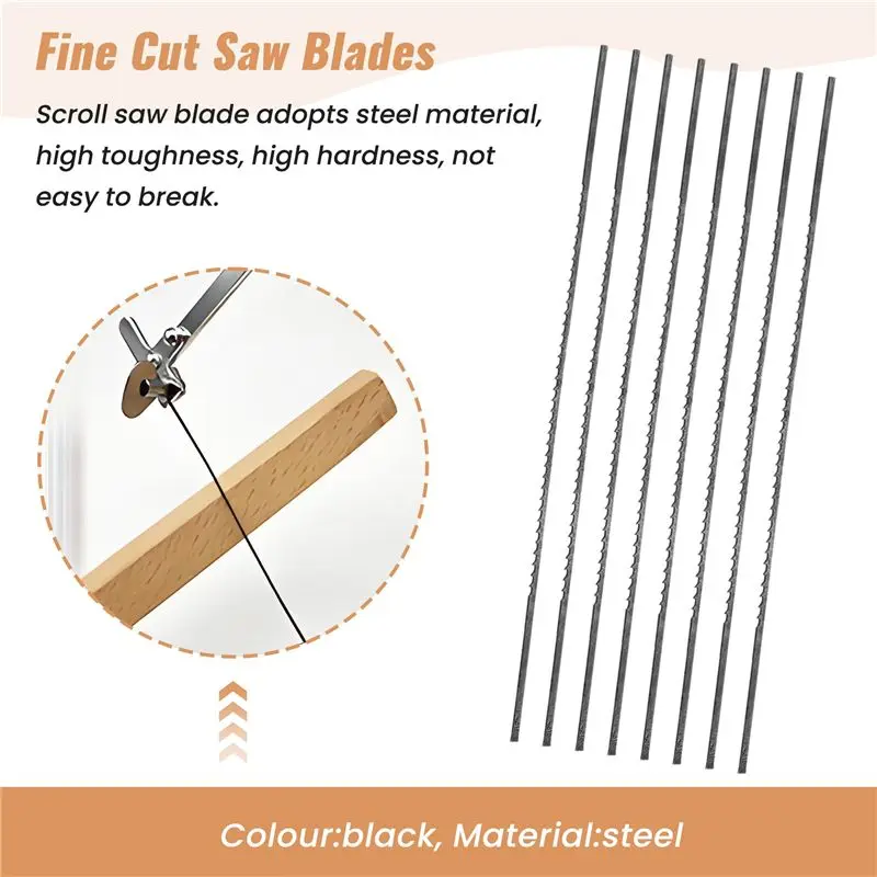 AT63-Scroll Saw Blades Plain End 5 Inch 24PCS 12 TPI Regular Tooth For Woodworking DIY