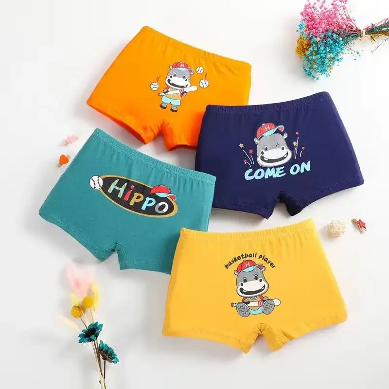 

4PCS/Lot Cotton Boy Boxer Great Elasticity Children's Underwear Shorts Comfortable Panties for 2-12Y