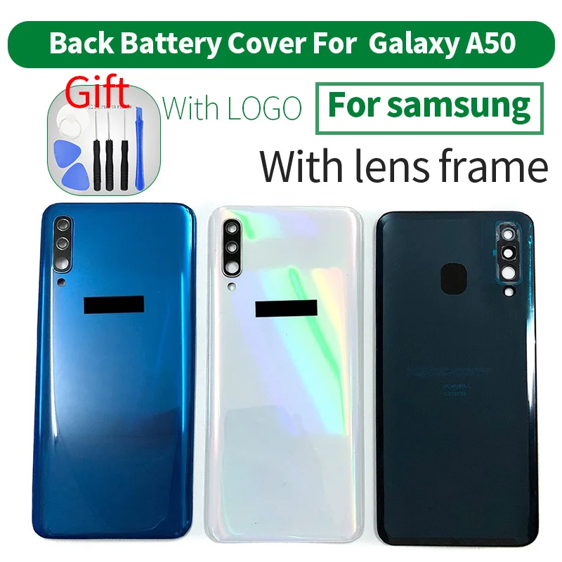 

For SAMSUNG Galaxy A50 2019 A505 A505F A505DS Housing Battery Back Cover Rear Cover With Camera Lens Cover+Logo