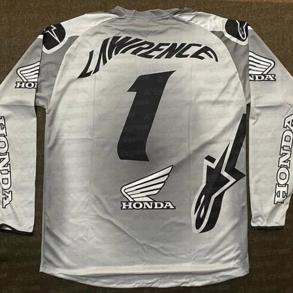 Męska koszulka z długim rękawem Honda z okrągłym dekoltem, nowość na lato 2025, dla entuzjastów wyścigów motocyklowych, oversize'owa sportowa koszulka z długim rękawem.