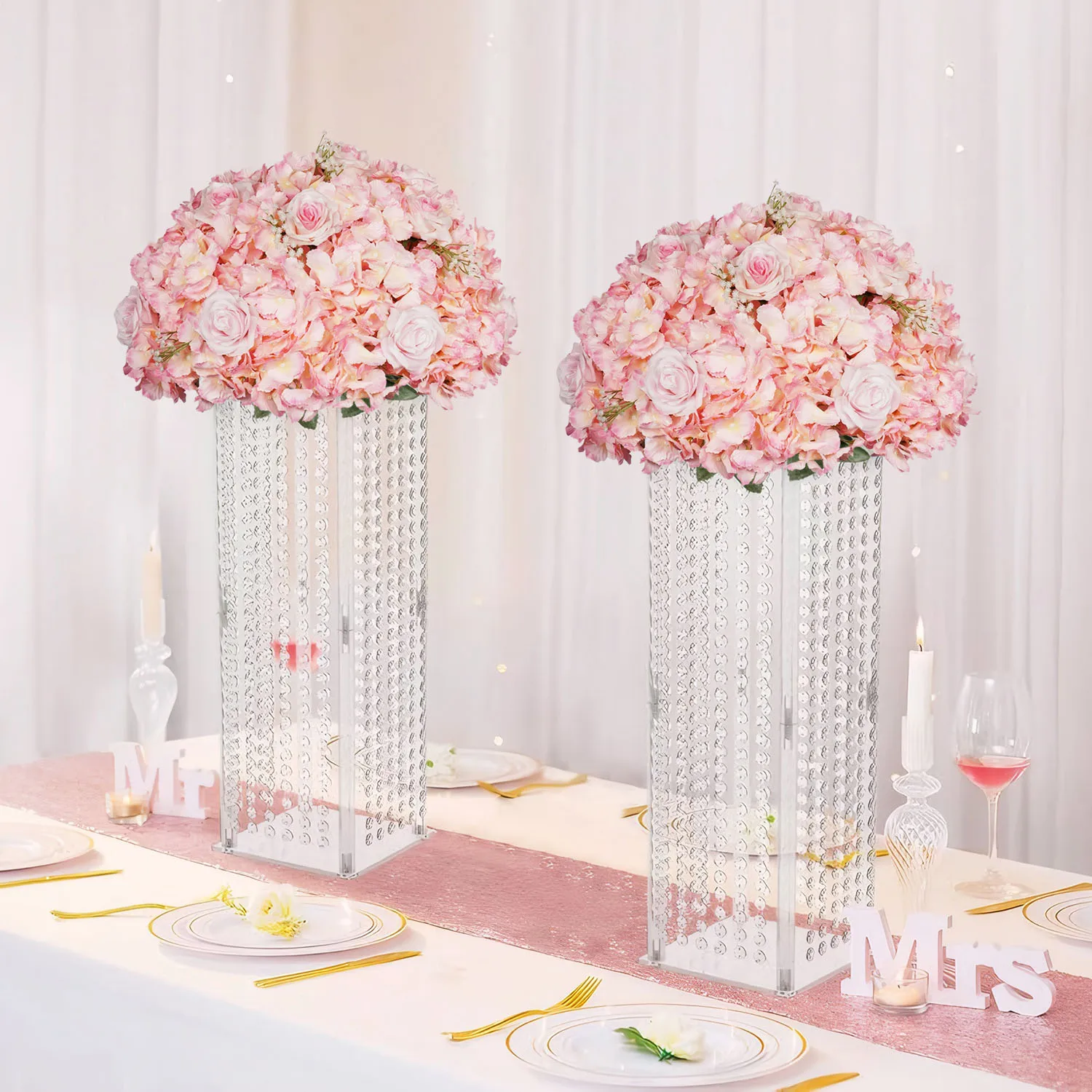 50/60cm Pink Series Wedding Table Centerpieces Flower Ball Decor Candleholder Banquet Event Supplies Props Window Display