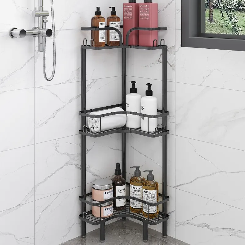 

3-Tier Corner Shelf for Bathroom Space Saving Triangle Organizer for Shower & Cosmetics Multi-Layer Storage Rack Non-Slip Design