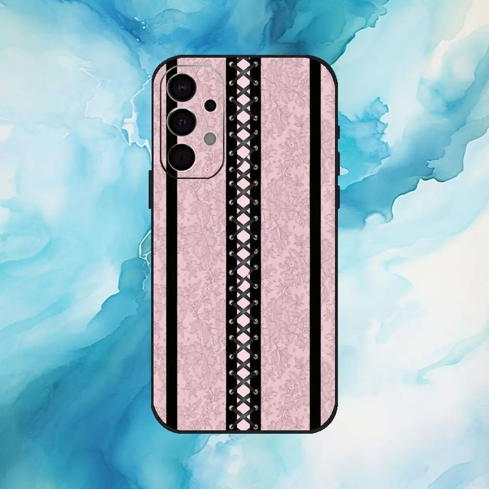 Nueva funda de teléfono con estampado de encaje negro para Samsung S25,S24,S21,S22,S23,S30,Ultra,S20,Plus,Fe,Lite,Note,10,9,5G cubierta negra