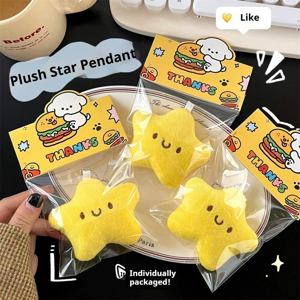 Pendentif de poupée étoile en peluche pour fille mignonne, porte-clés de poupée grinçante, accessoires pendentif de sac à dos d'étudiant