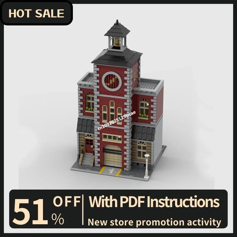 New 1972Pcs City Hot Selling Street View Moc Modular Fire Station Model Custom Puzzles Diy Creative Ideas Toys Birthday Gifts
