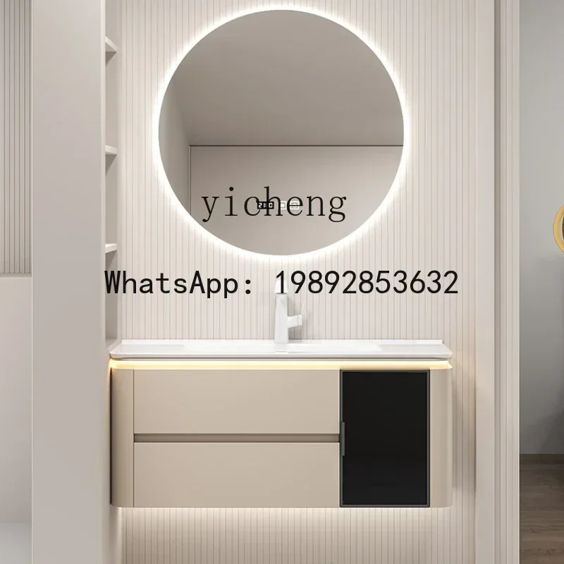 LYY Ceramic Whole Washbin Bathroom Cabinet Washstand Smart Hand Washing Washbasin Cabinet Combination