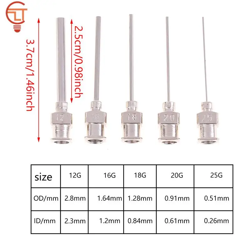 Imagem -02 - Agulha de Ponta sem Corte Seringa Dispensador Agulhas Dispensando Cola Acessórios e Suprimentos Aço Inoxidável 12g Mais 16g 18g Mais 20g 25g Peças