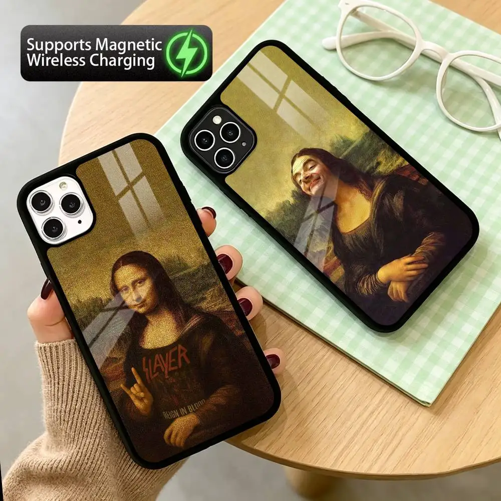 Humorous M-Mona L-Lisa Art  Phone Case For iPhone17,16,15,14,13,12,11 Plus,Pro Allows magnetic wireless charging
