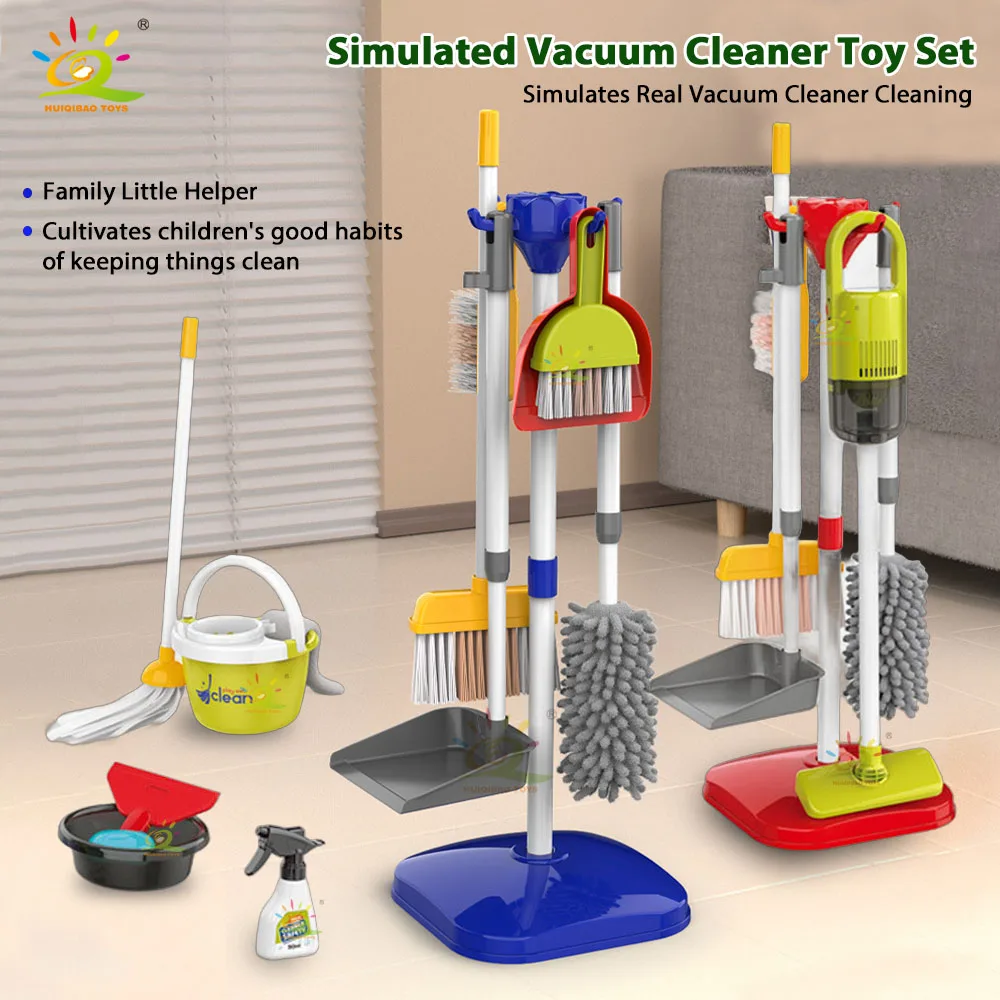Juego de Herramientas de limpieza, aspiradora eléctrica simulada, escenario de limpieza simulado, juguete interactivo para padres e hijos