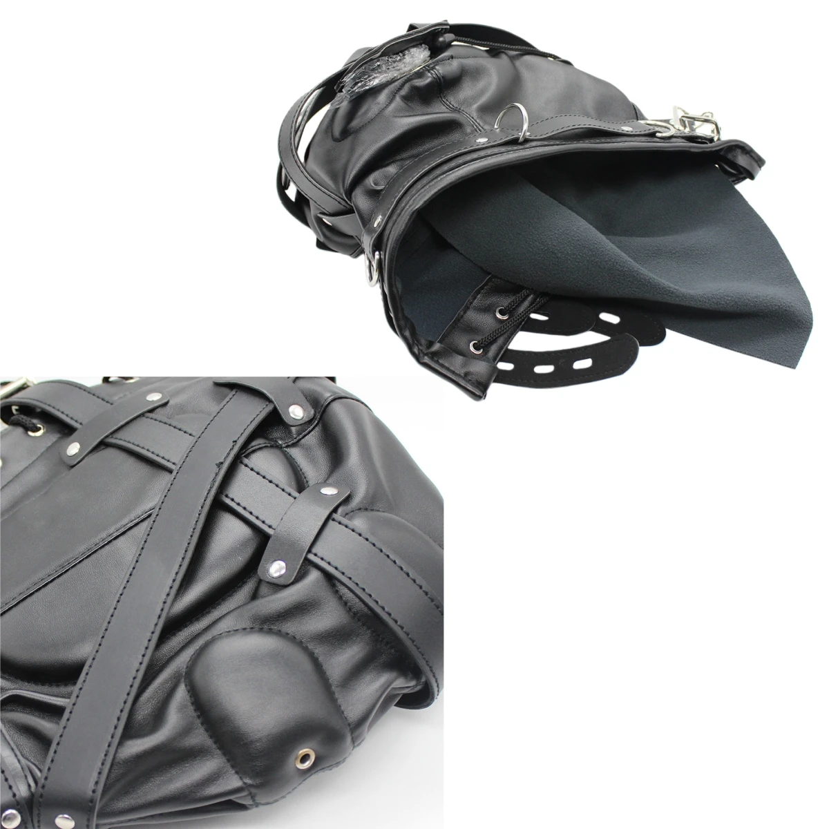 Masque de Cosplay Sexy en cuir PU fétiche, masque complet à capuche pour femmes adultes, jeux de fête d'halloween, couvre-chef mystérieux noir