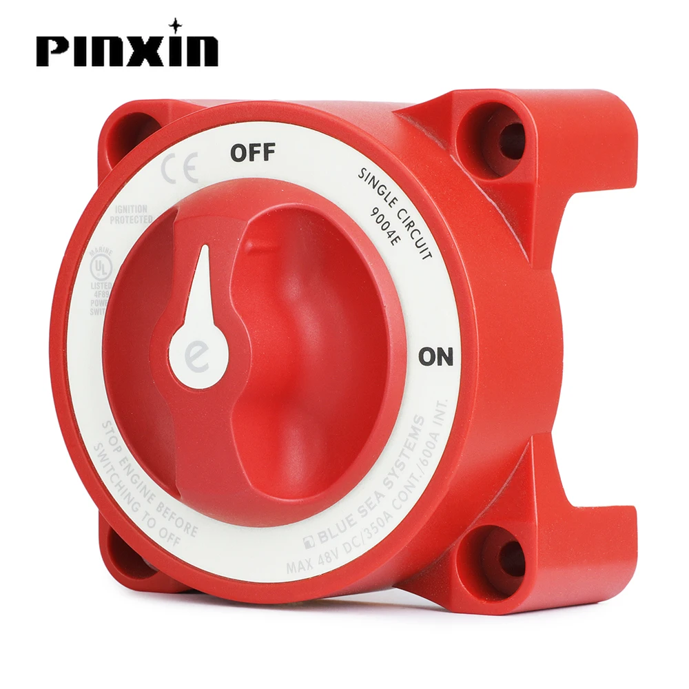 PinXin E-Series Water-Proof Ignition Protection 12-48V 350-600AMarine Single-Circuit Battery Isolation Switch Red With AFD