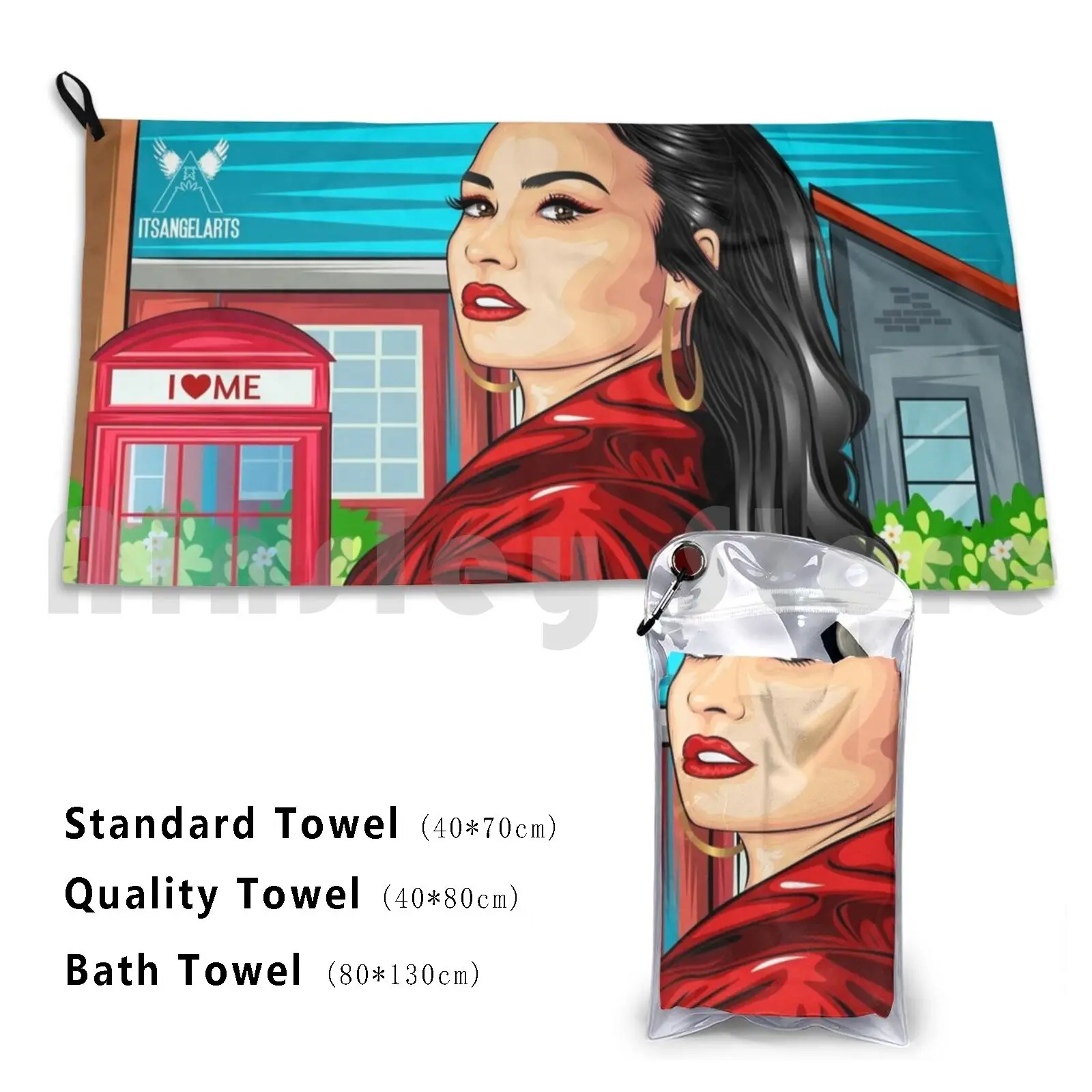 Demi Lovato Art Custom Towel Bath Towel Demi Lovato Hollywood Celebrity Singer Fanart I Love Me Red